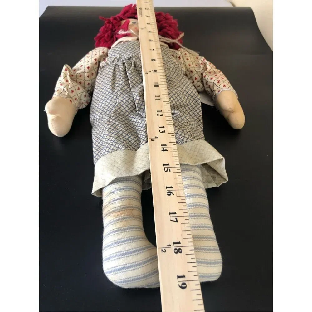 Vintage Darla’s Dolls Rag Doll Pair Handmade Red Yarn Hair 19in